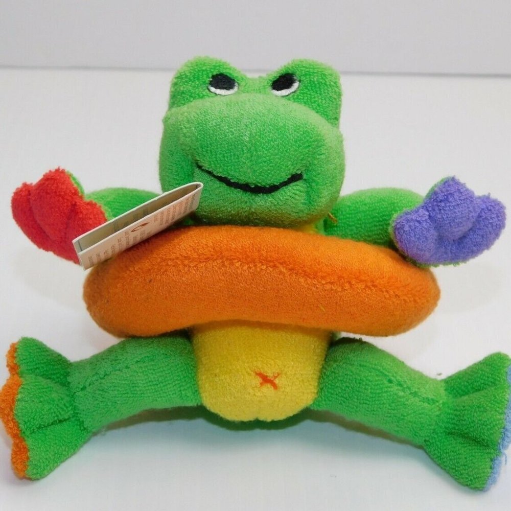 Baby Gund Green Frog SHAKE RATTLE FLOAT 5747 New w Tag Lovey Bath Toy Vintage